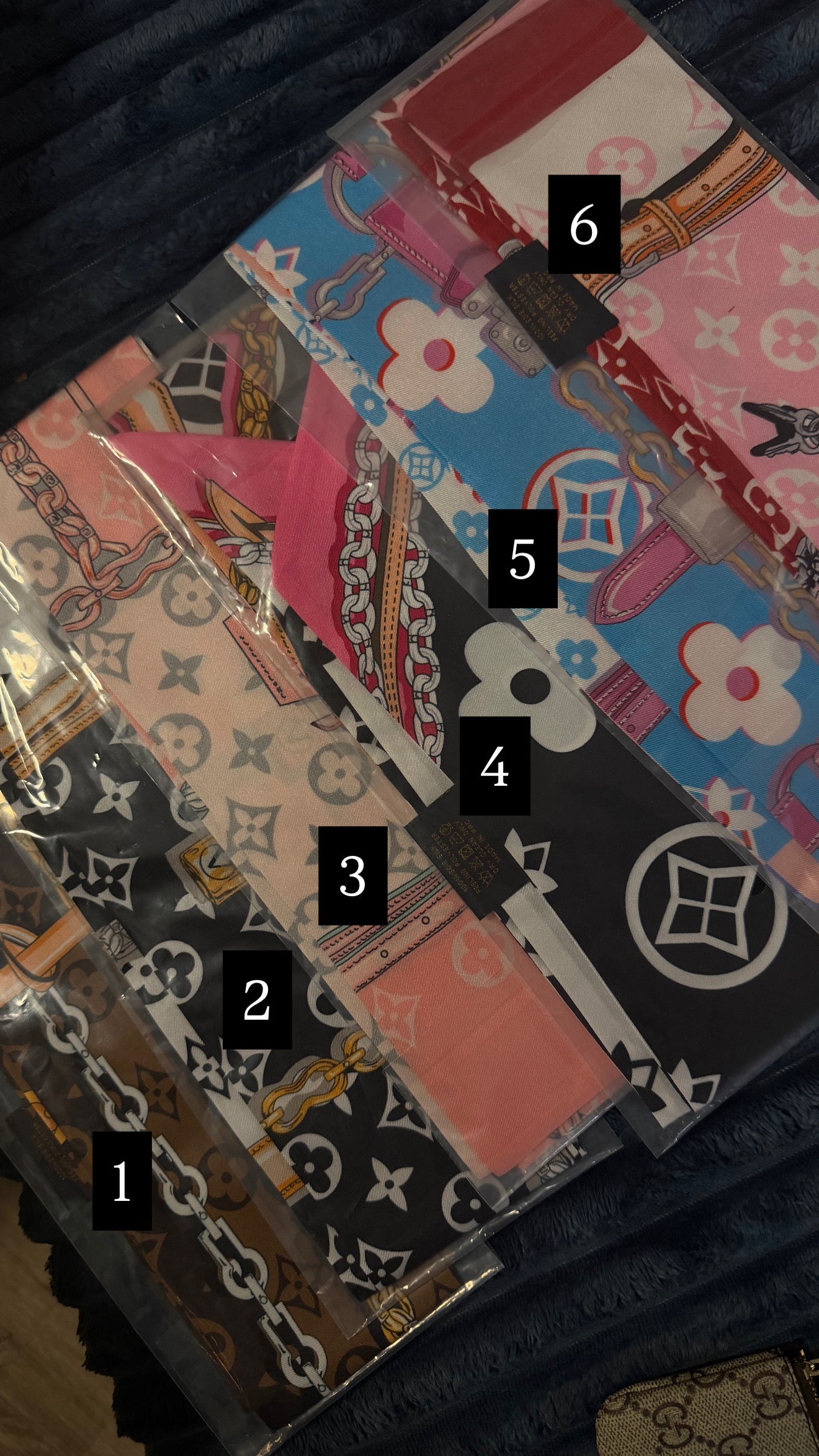 Lv headband / bag scarfs