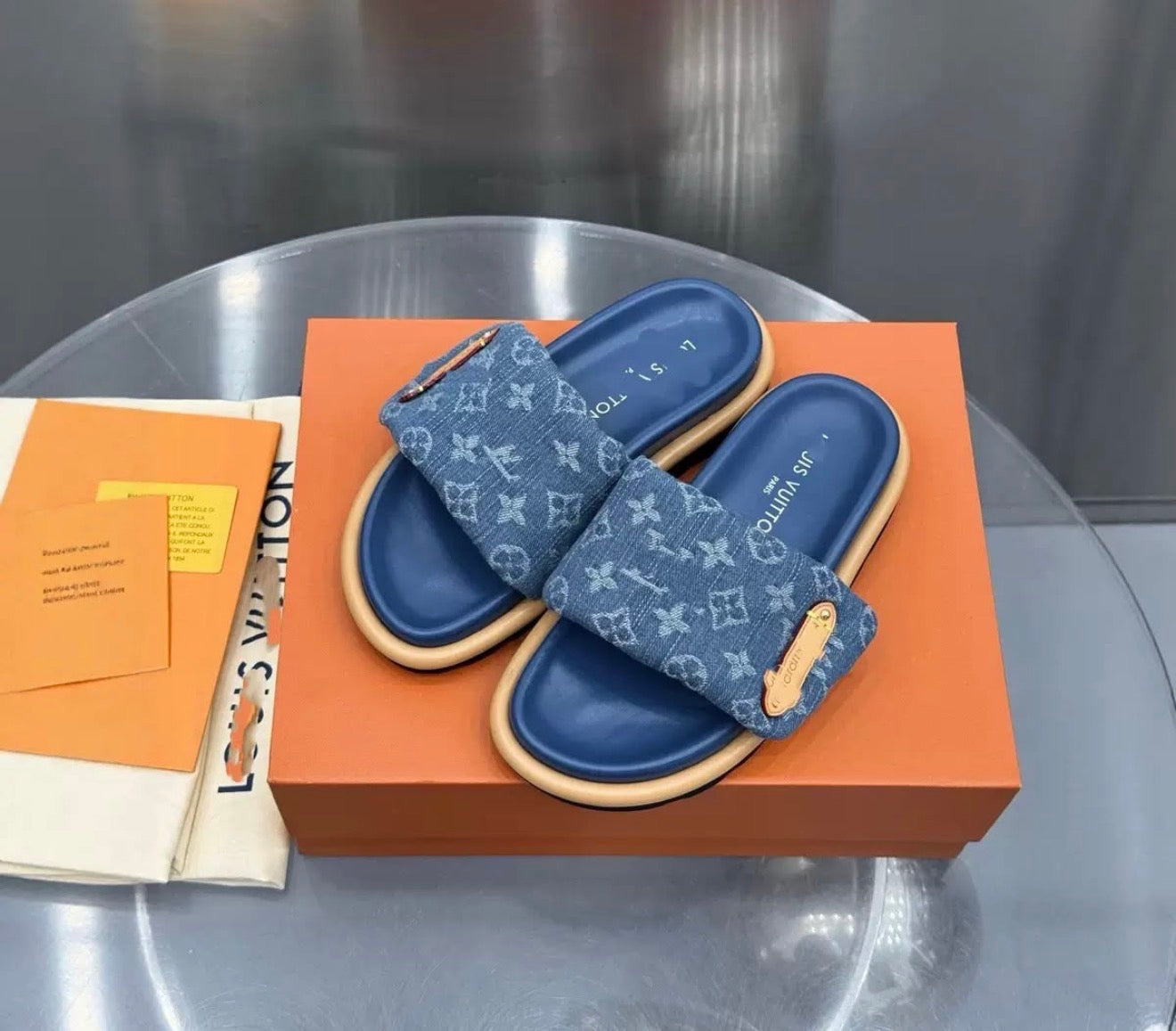 Denim slides ( pre order)