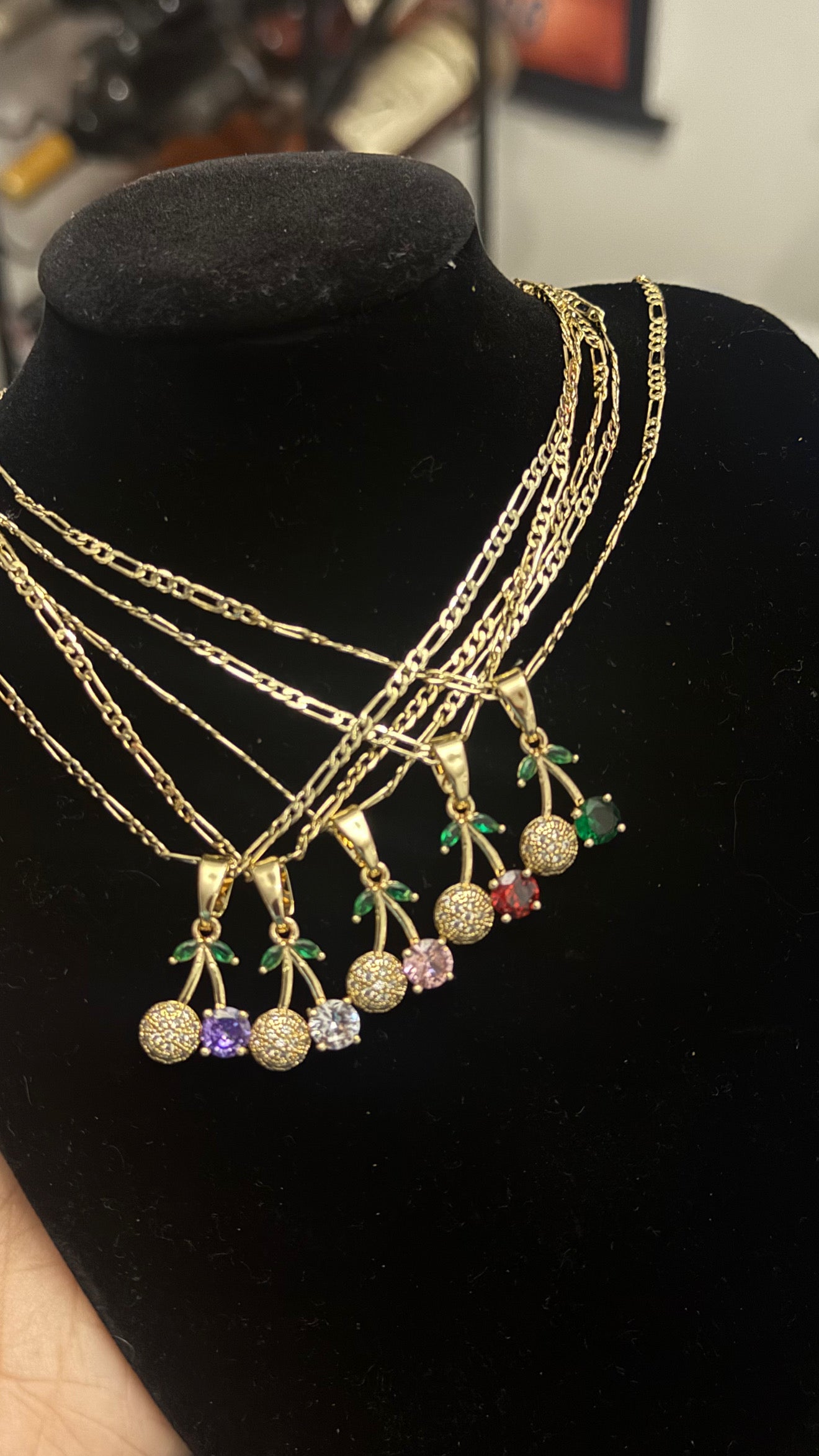 Diamond cherry necklace