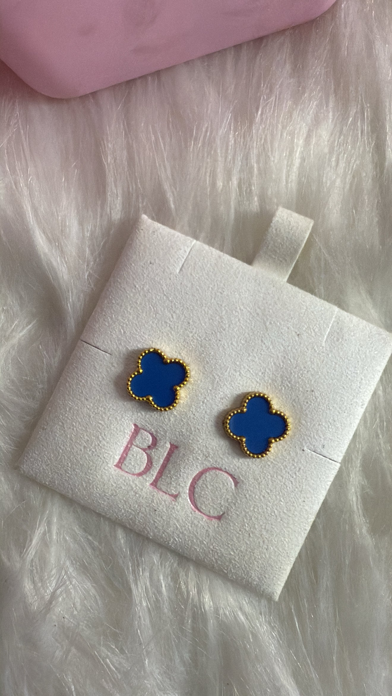 Blue clover leaf studs