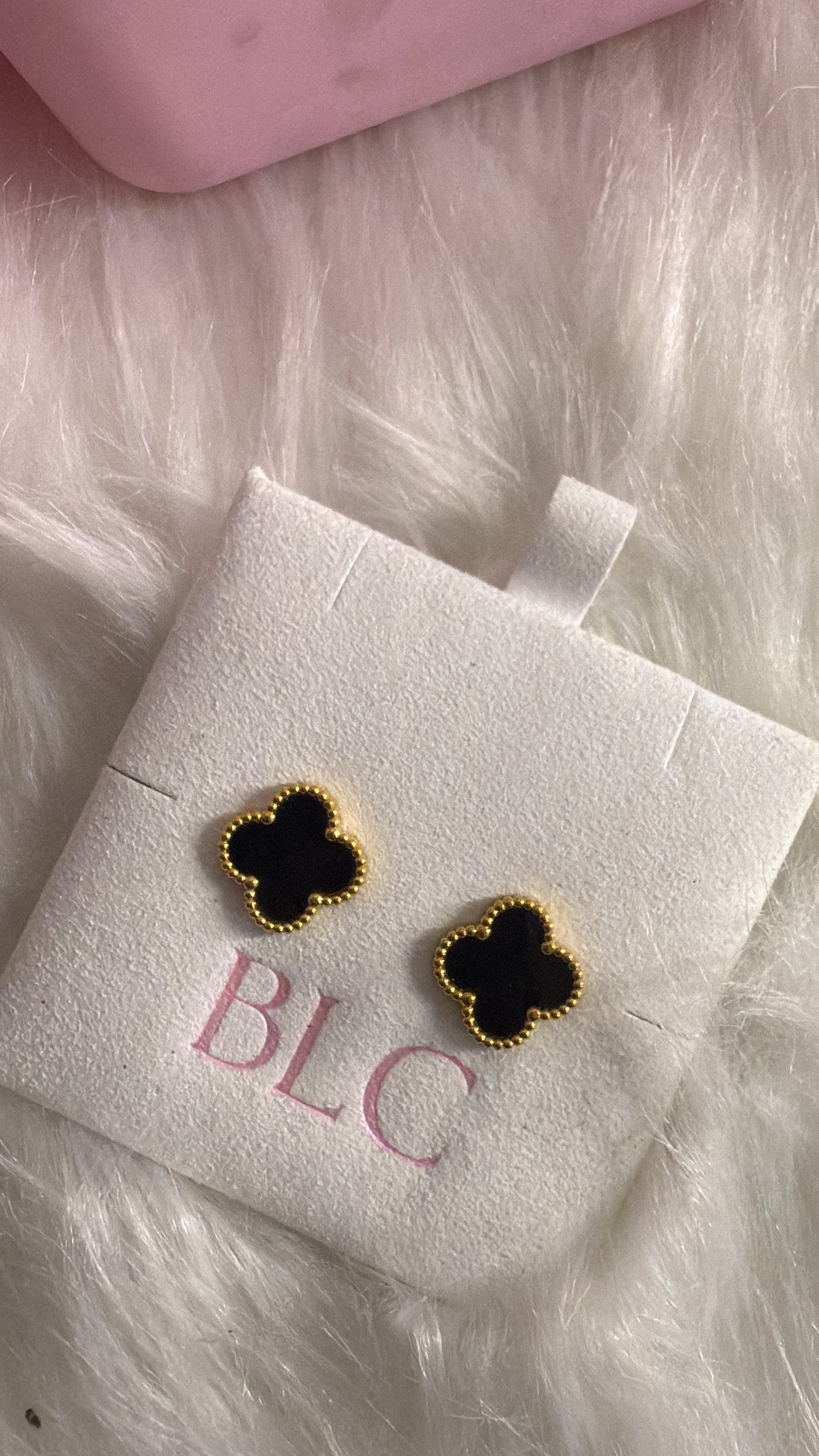 Black clover leaf studs