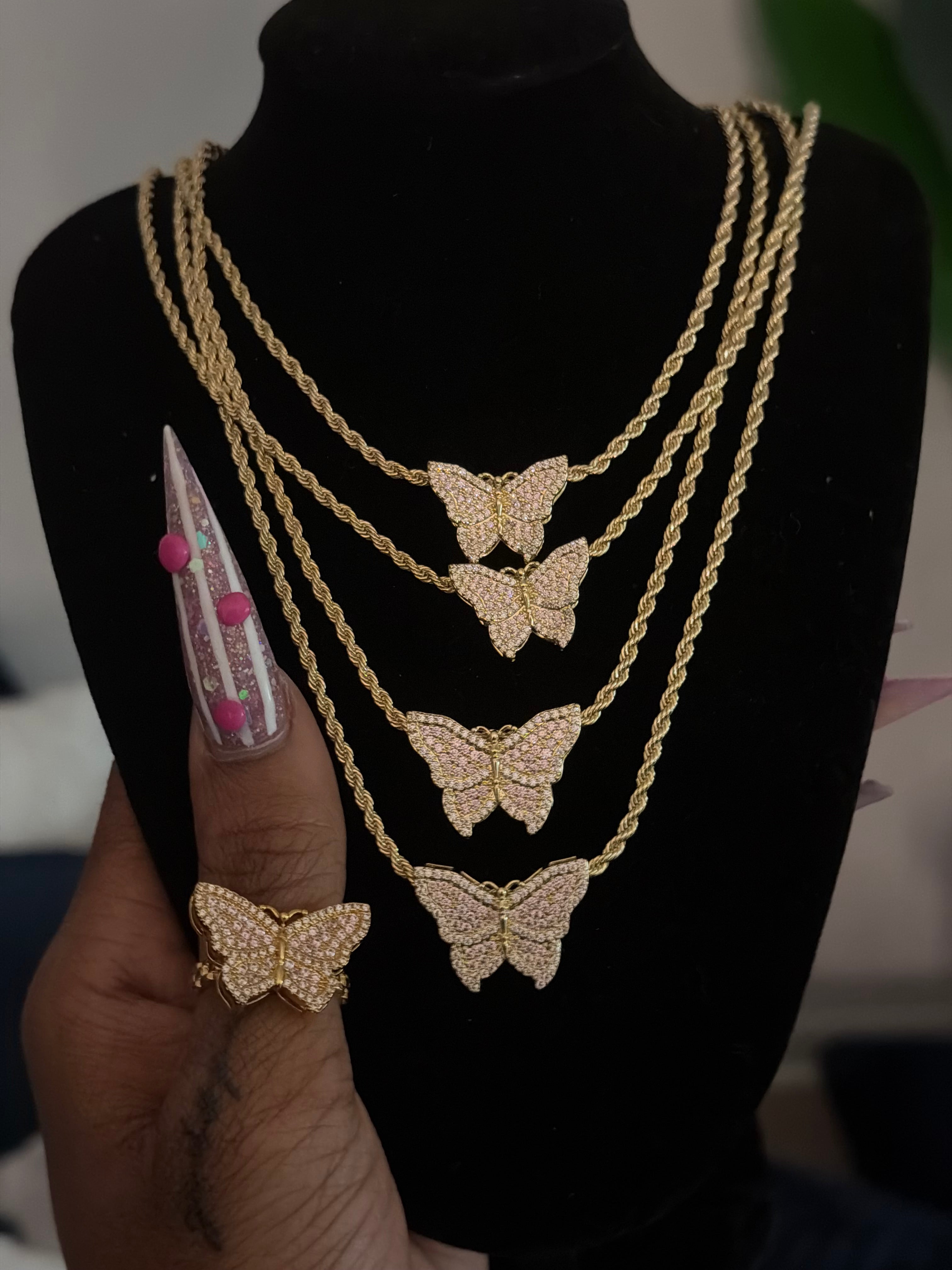 Butterfly pink necklace
