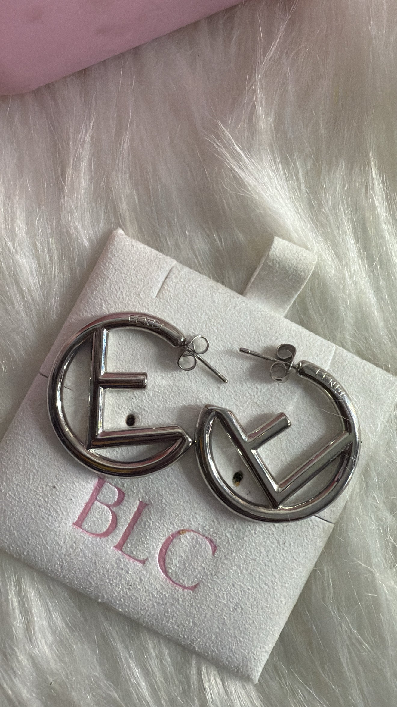 Silver Fendi hoops