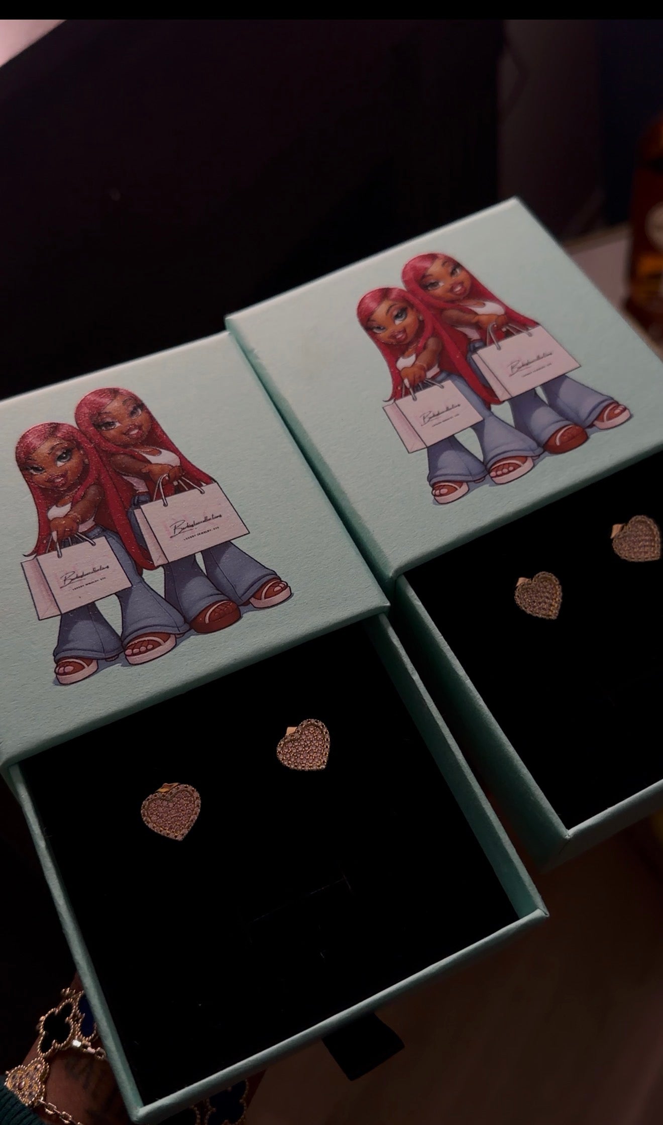 Small pink Rolex earrings