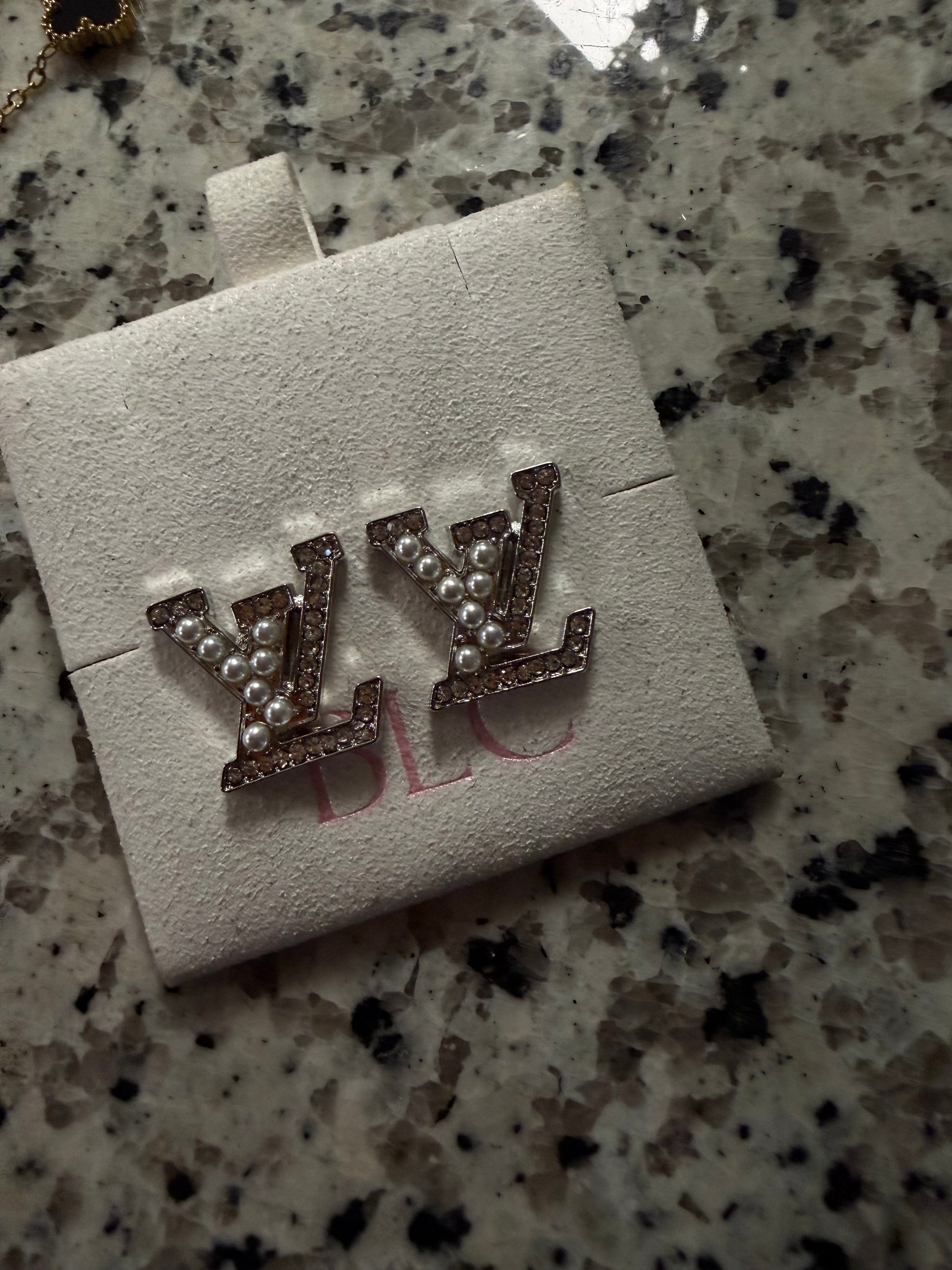 LV pearl diamond earrings