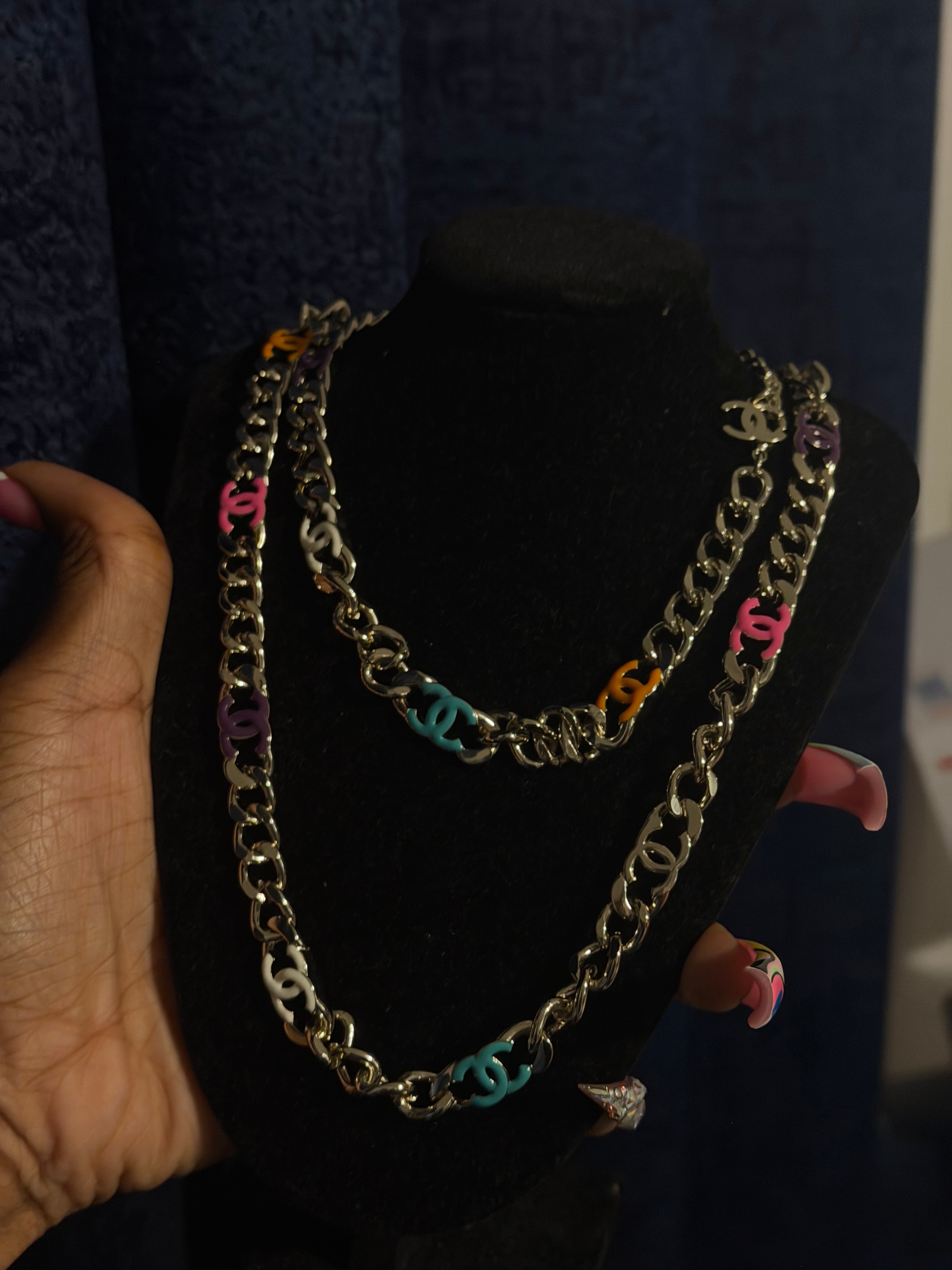 Cc silver colorful necklace