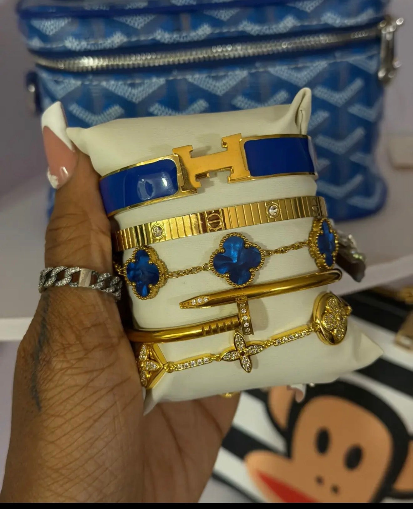 Navy blue bracelet stack