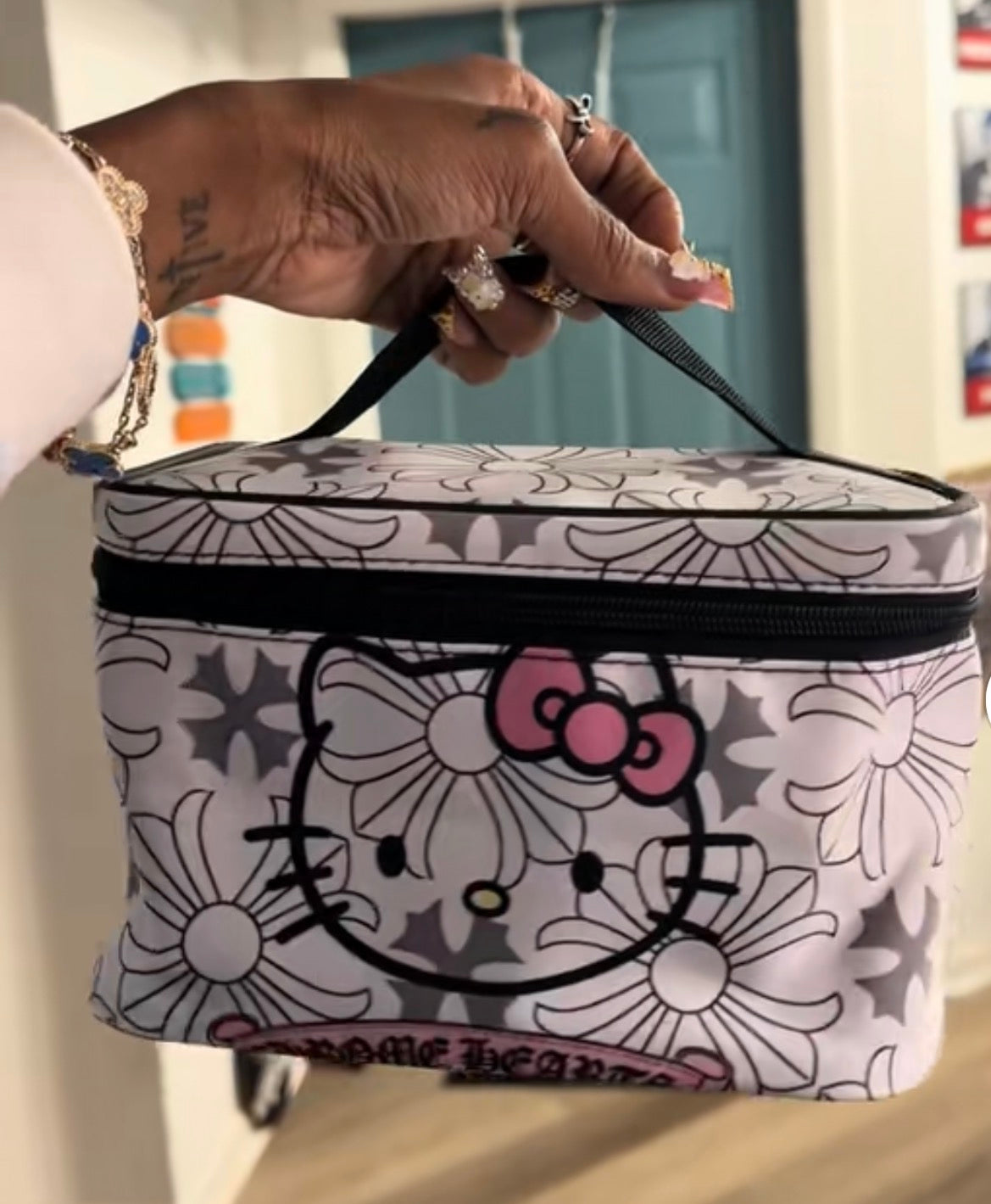 HK chrome makeup bag