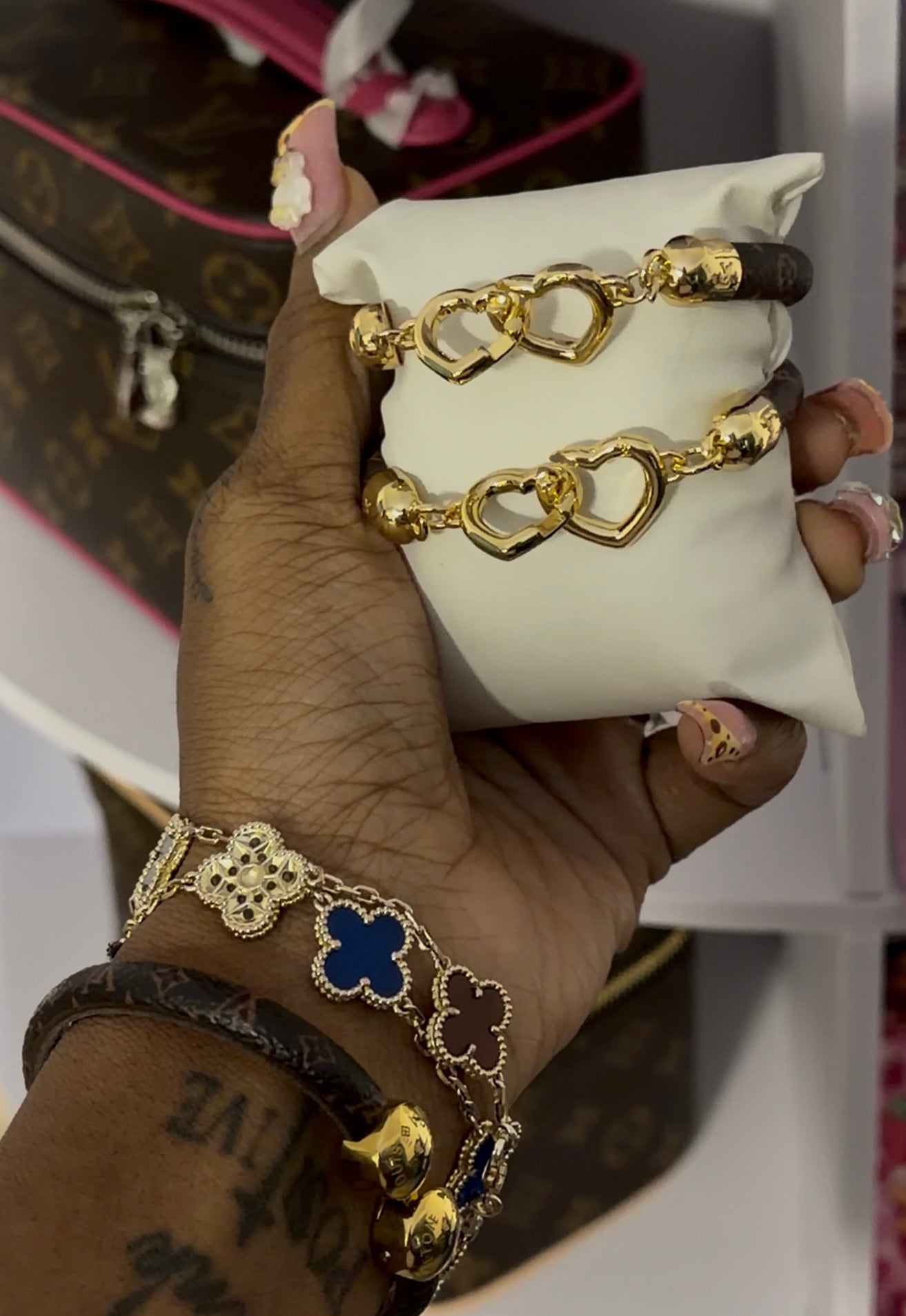 Double heart LV bracelet