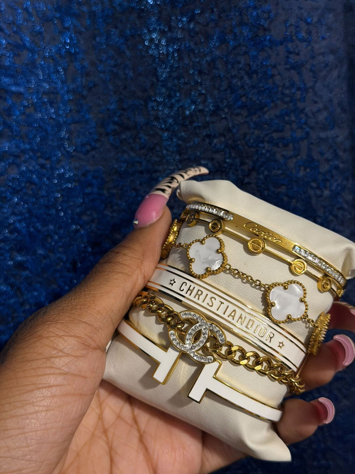 White designer stack