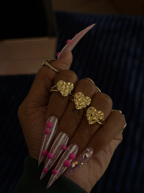 18k plated gold heart  nugget ring